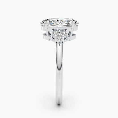 2.50 ct Oval Shaped D- VSV Lab Grown Diamond Cluster Engagement Ring