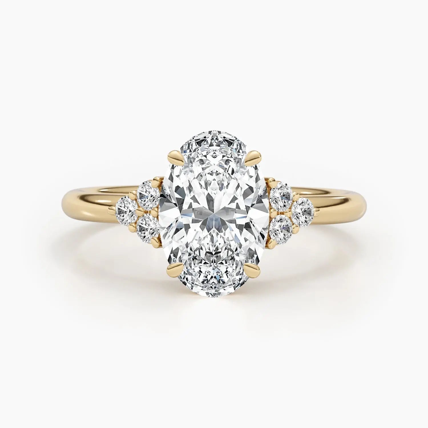 2.50 ct Oval Shaped D- VSV Lab Grown Diamond Cluster Engagement Ring