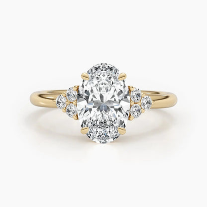 2.50 ct Oval Shaped D- VSV Lab Grown Diamond Cluster Engagement Ring