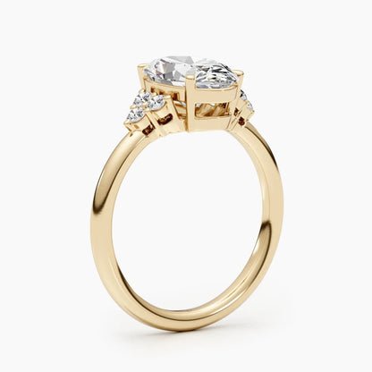 2.50 ct Oval Shaped D- VSV Lab Grown Diamond Cluster Engagement Ring