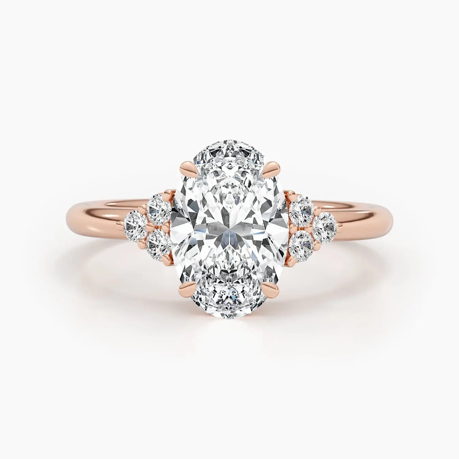 2.50 ct Oval Shaped D- VSV Lab Grown Diamond Cluster Engagement Ring