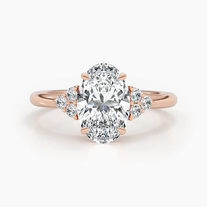 2.50 ct Oval Shaped D- VSV Lab Grown Diamond Cluster Engagement Ring