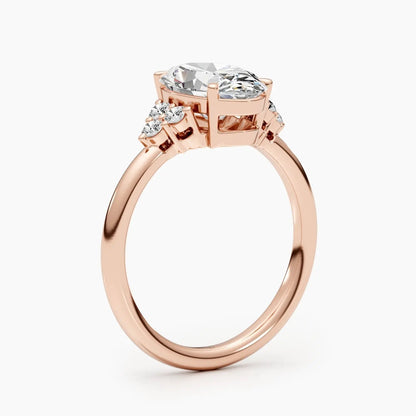 2.50 ct Oval Shaped D- VSV Lab Grown Diamond Cluster Engagement Ring