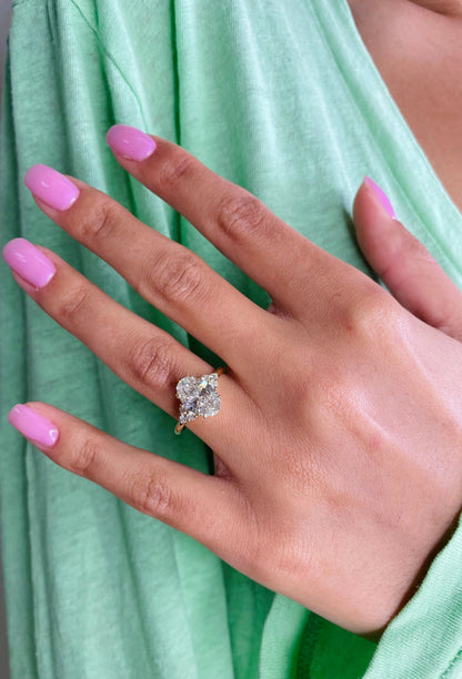 2.50 ct Oval Shaped D- VSV Lab Grown Diamond Cluster Engagement Ring