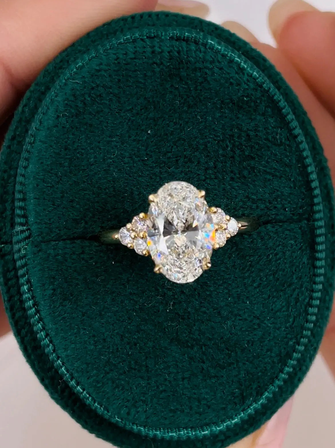 2.50 ct Oval Shaped D- VSV Lab Grown Diamond Cluster Engagement Ring