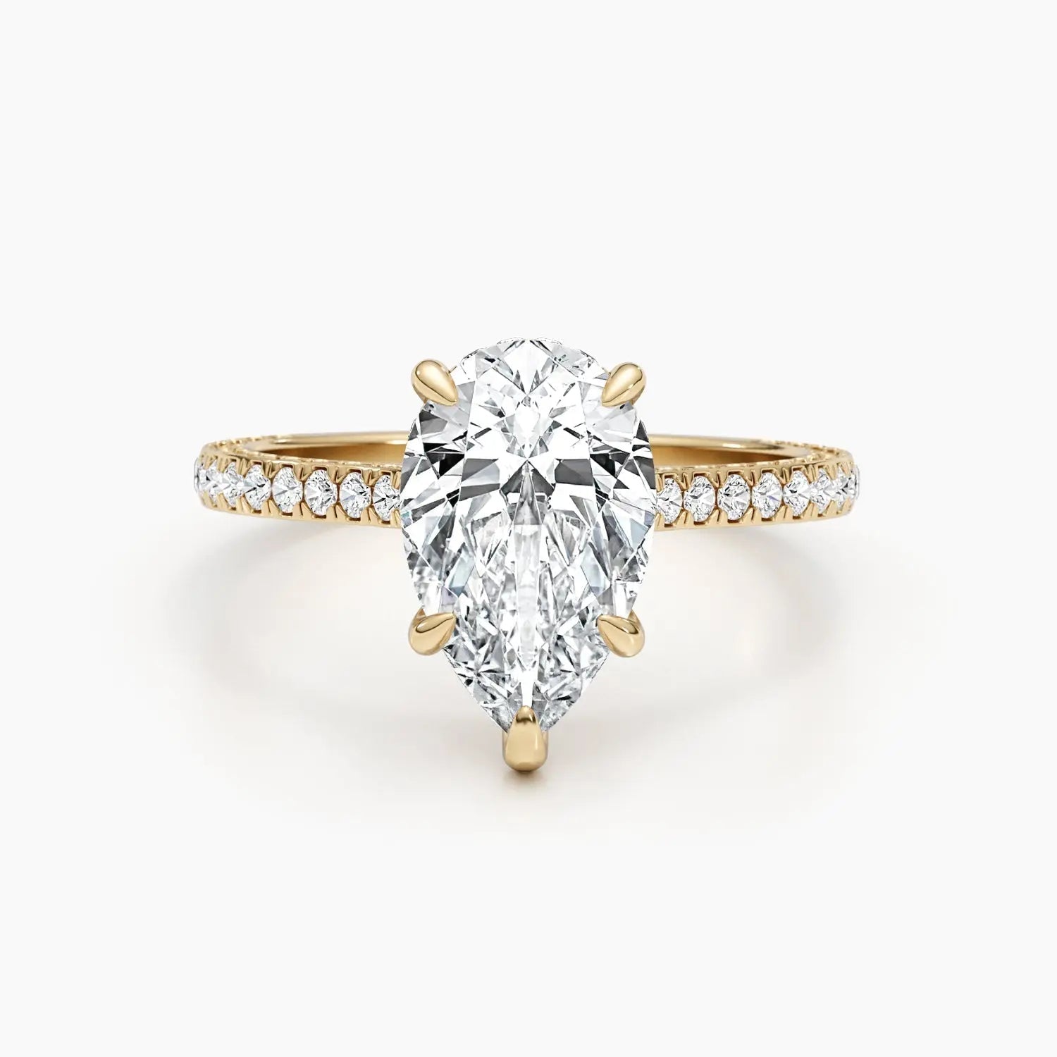 2.50 ct Pear D- VVS Hidden Halo Lab Grown Diamond Pave Engagement Ring