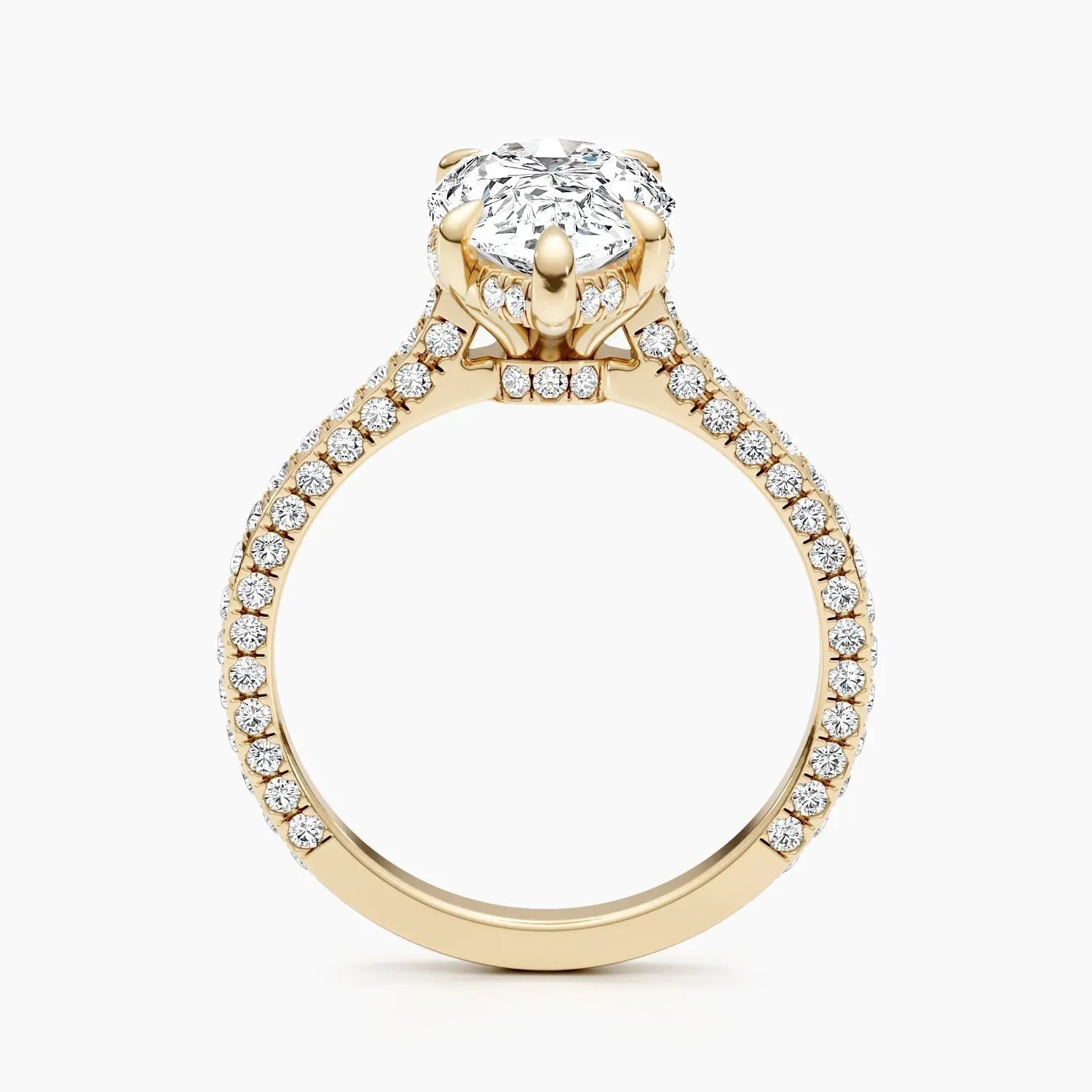 2.50 ct Pear D- VVS Hidden Halo Lab Grown Diamond Pave Engagement Ring