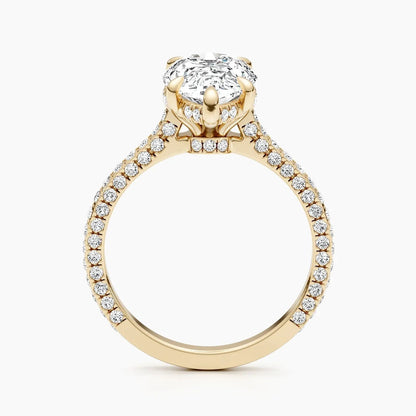 2.50 ct Pear D- VVS Hidden Halo Lab Grown Diamond Pave Engagement Ring