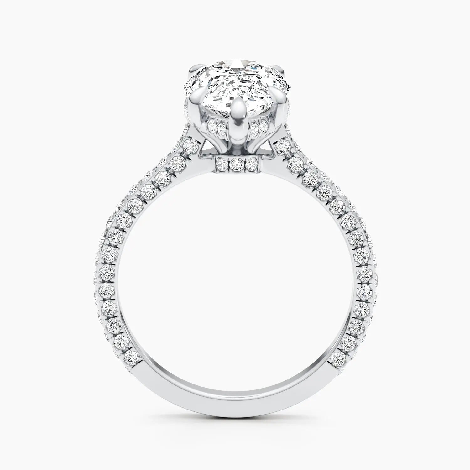 2.50 ct Pear D- VVS Hidden Halo Lab Grown Diamond Pave Engagement Ring