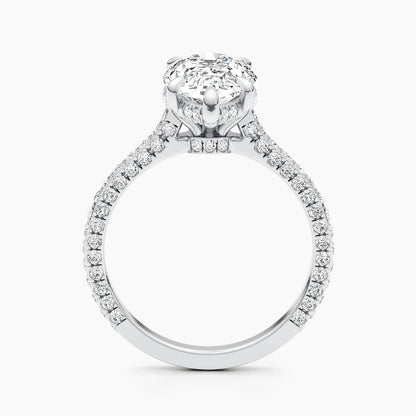 2.50 ct Pear D- VVS Hidden Halo Lab Grown Diamond Pave Engagement Ring
