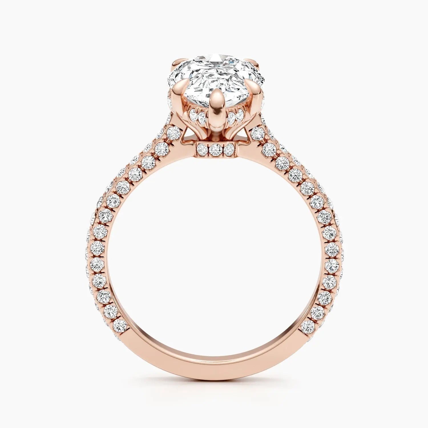 2.50 ct Pear D- VVS Hidden Halo Lab Grown Diamond Pave Engagement Ring