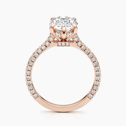 2.50 ct Pear D- VVS Hidden Halo Lab Grown Diamond Pave Engagement Ring