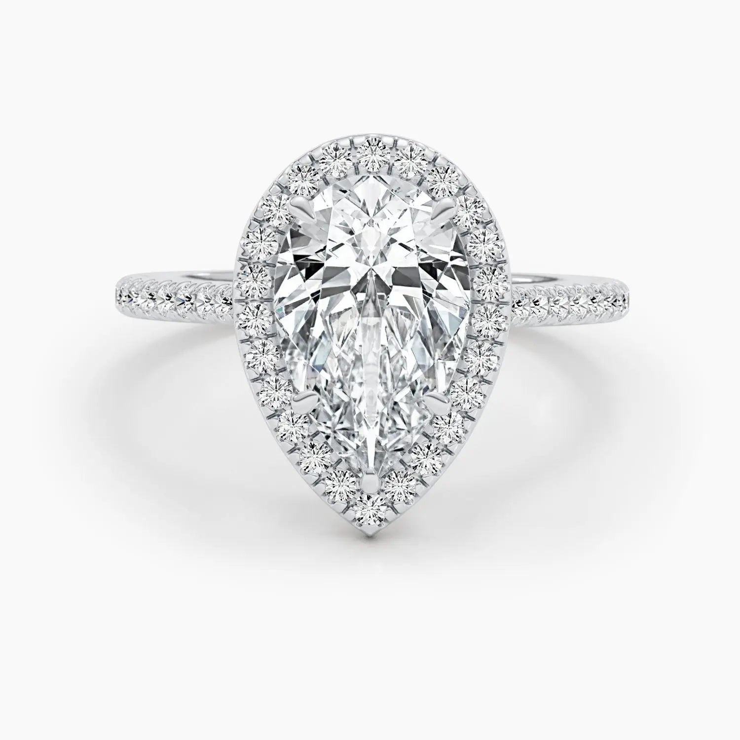 2.50 ct Pear Halo D-VVS Lab Grown Diamond Engagement Ring
