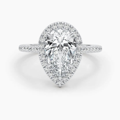 2.50 ct Pear Halo D-VVS Lab Grown Diamond Engagement Ring