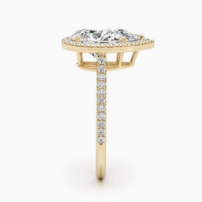 2.50 ct Pear Halo D-VVS Lab Grown Diamond Engagement Ring