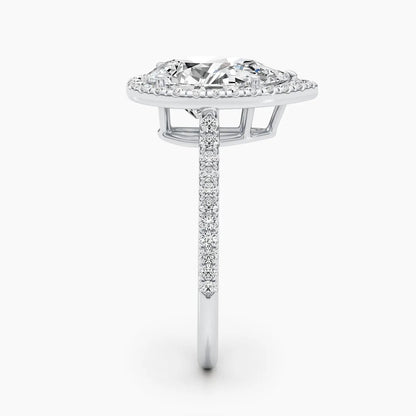 2.50 ct Pear Halo D-VVS Lab Grown Diamond Engagement Ring