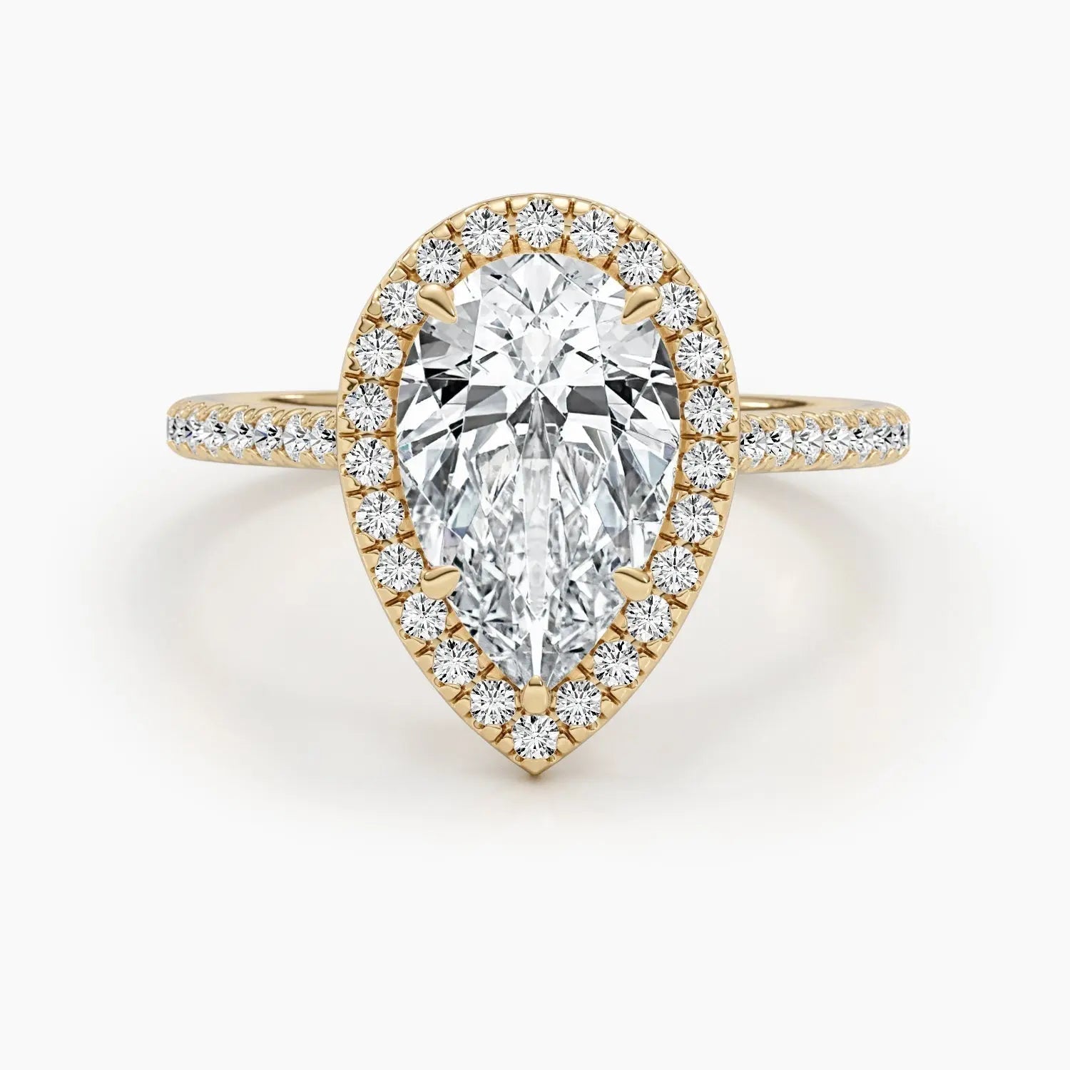 2.50 ct Pear Halo D-VVS Lab Grown Diamond Engagement Ring