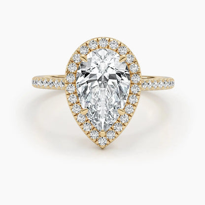 2.50 ct Pear Halo D-VVS Lab Grown Diamond Engagement Ring