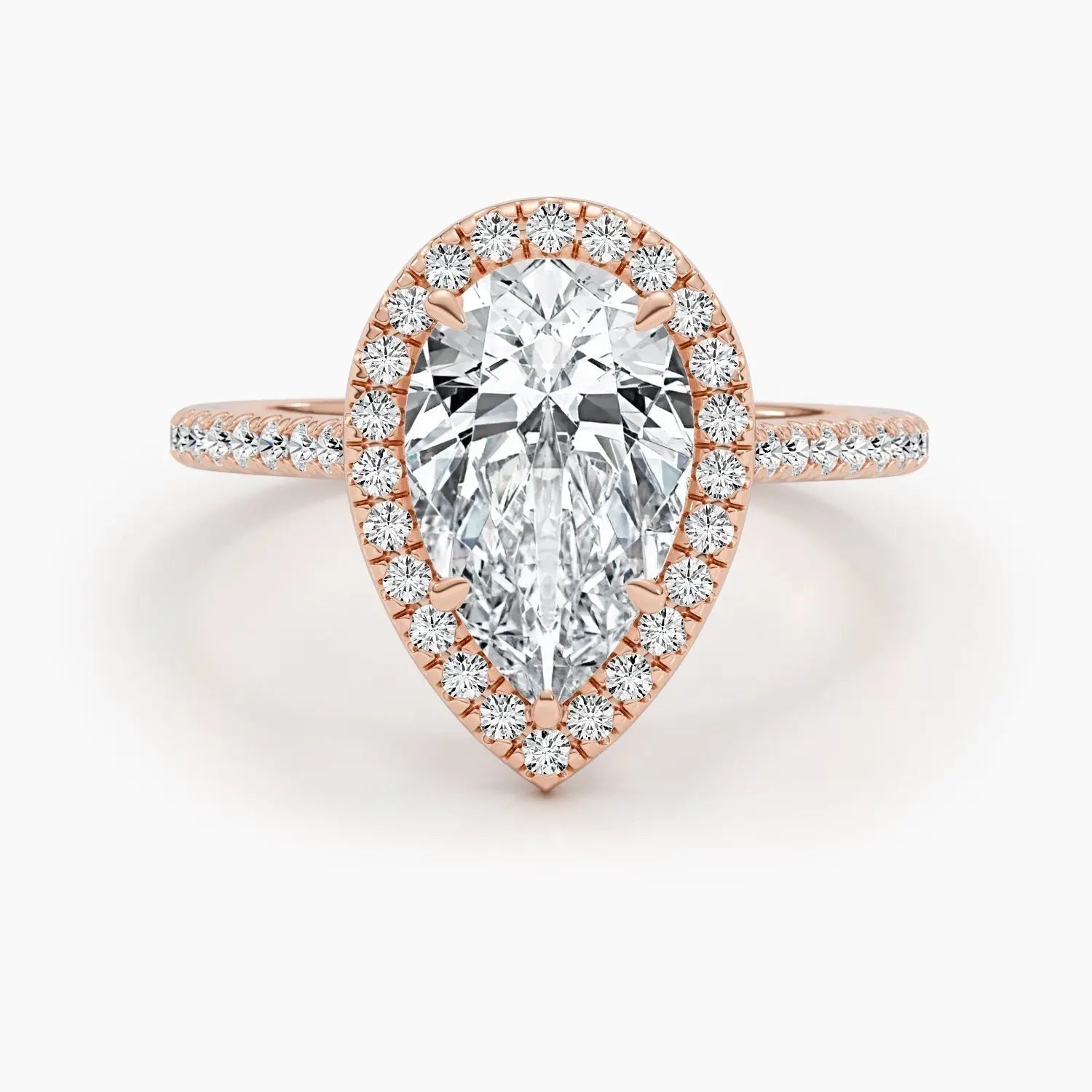 2.50 ct Pear Halo D-VVS Lab Grown Diamond Engagement Ring
