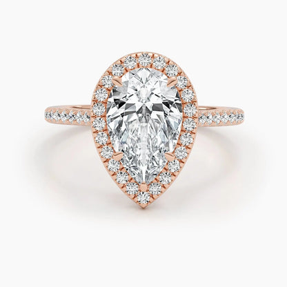2.50 ct Pear Halo D-VVS Lab Grown Diamond Engagement Ring