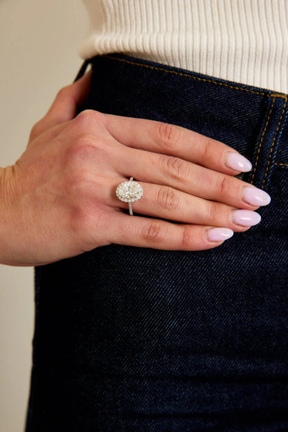 2.50 ct Oval D-VVS Halo Lab Grown Diamond Engagement Ring