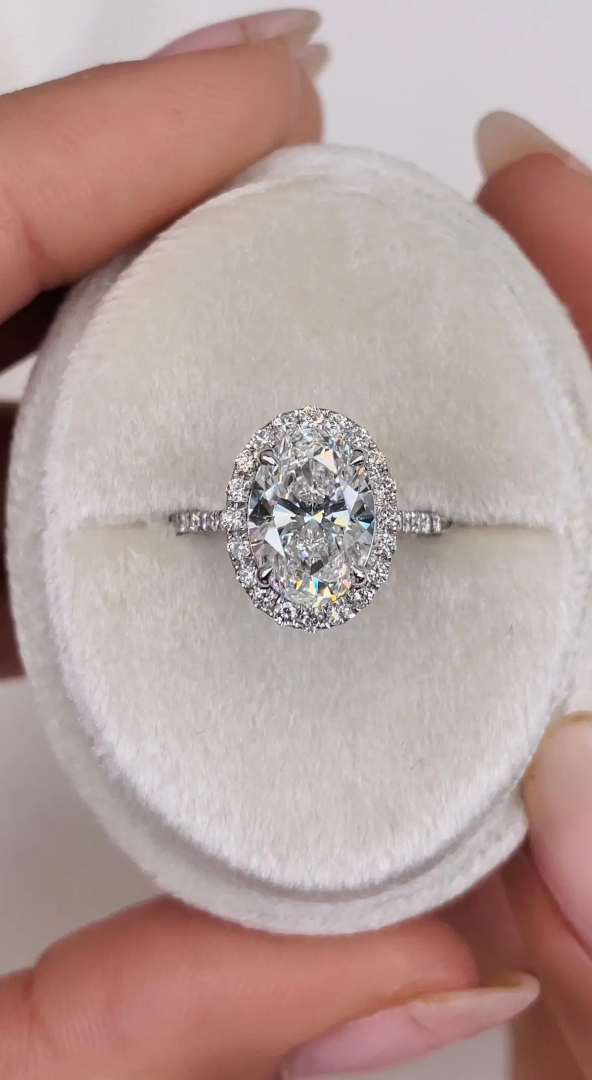 2.50 ct Oval D-VVS Halo Lab Grown Diamond Engagement Ring