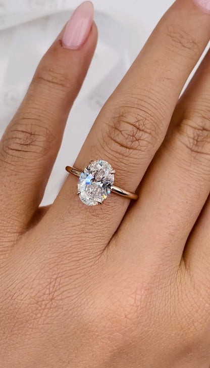 2.5 ct Oval D- VVS Hidden Halo Lab Grown Diamond Engagement Ring