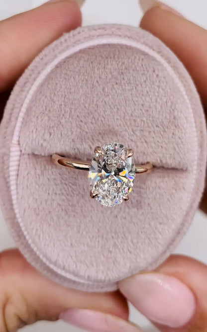 2.5 ct Oval D- VVS Hidden Halo Lab Grown Diamond Engagement Ring