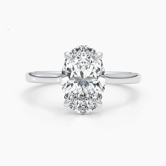 2.50 ct Oval D-VVS Hidden Halo Lab Grown Diamond Engagement Ring