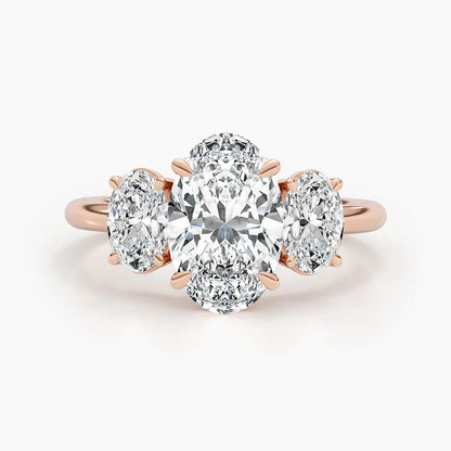 2.50 ct Oval D-VVS Three Stone Lab Grown Diamond Engagement Ring