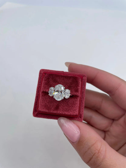 2.50 ct Oval D-VVS Three Stone Lab Grown Diamond Engagement Ring