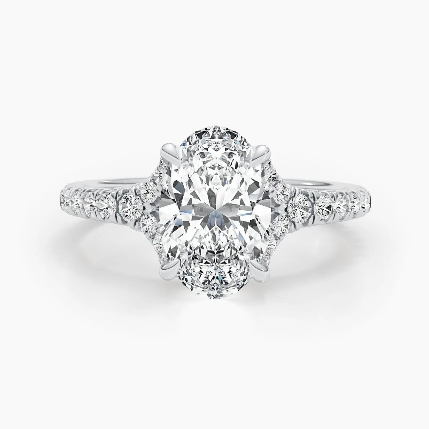 2.50 ct Oval D-VVS Lab Grown Diamond Cluster Engagement Ring