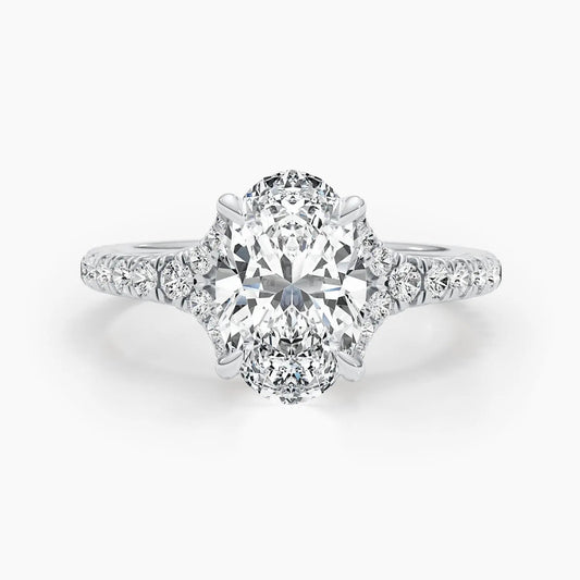 2.50 ct Oval D-VVS Lab Grown Diamond Cluster Engagement Ring