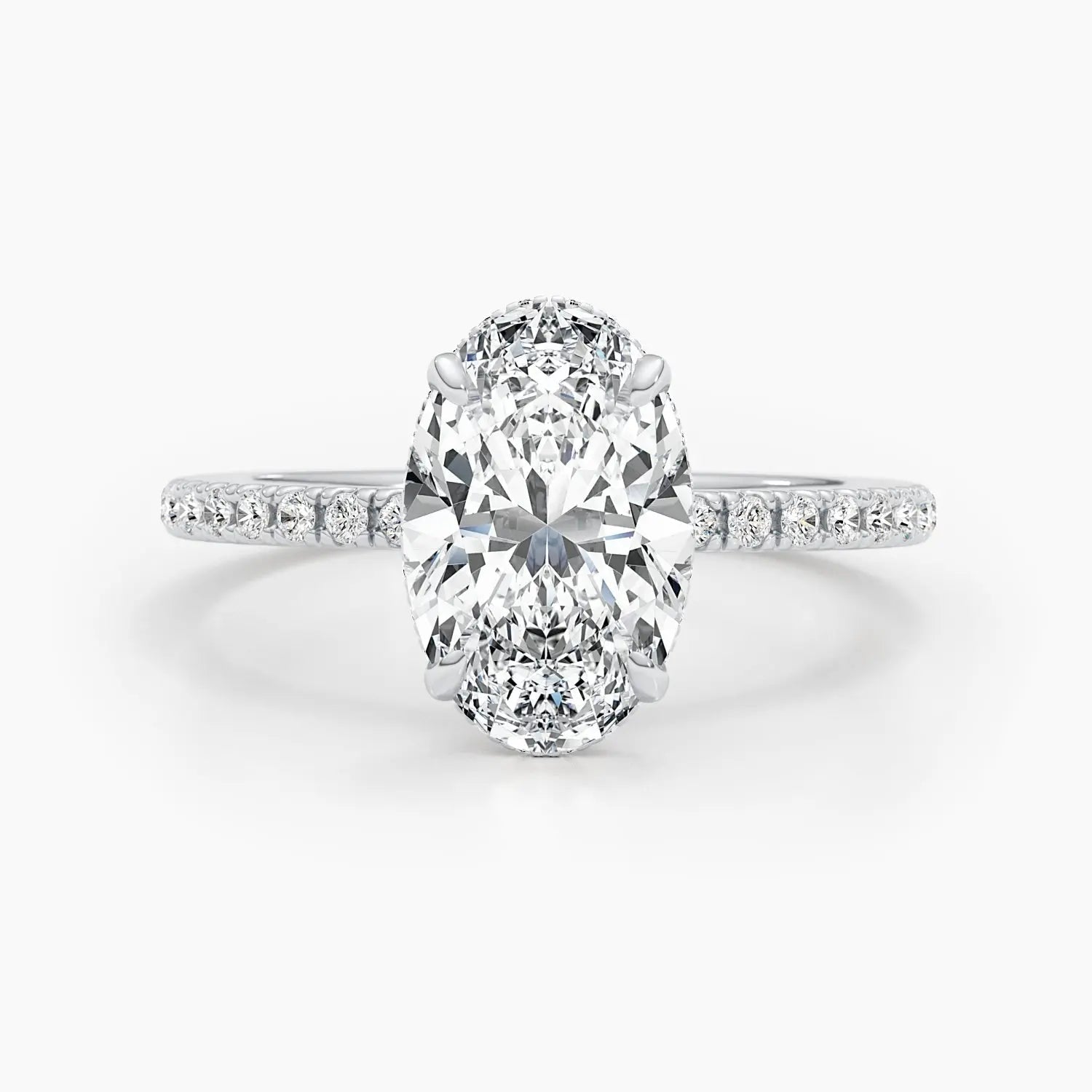 2.50 ct Oval D-VVS Pave Lab Grown Diamond Engagement Ring