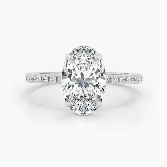 2.50 ct Oval D-VVS Pave Lab Grown Diamond Engagement Ring