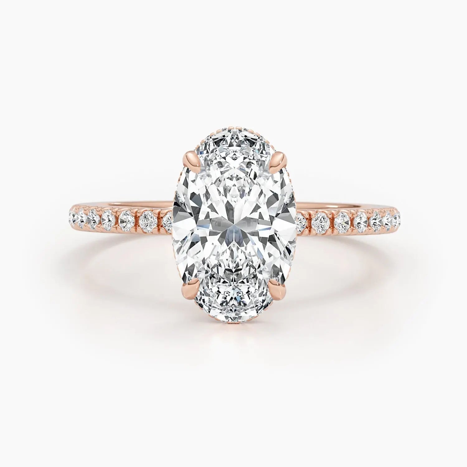 2.50 ct Oval D-VVS Pave Lab Grown Diamond Engagement Ring