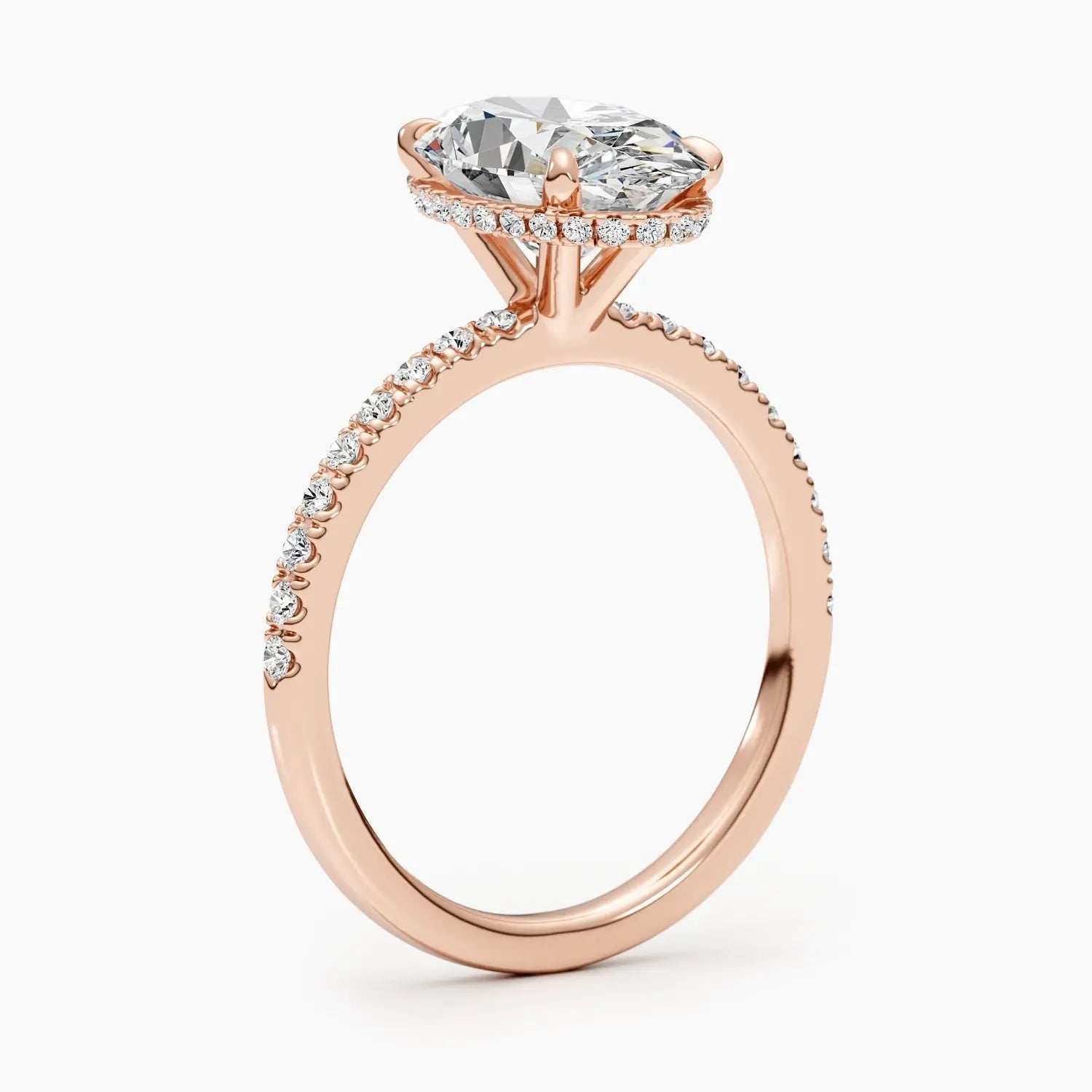 2.50 ct Oval D-VVS Pave Lab Grown Diamond Engagement Ring
