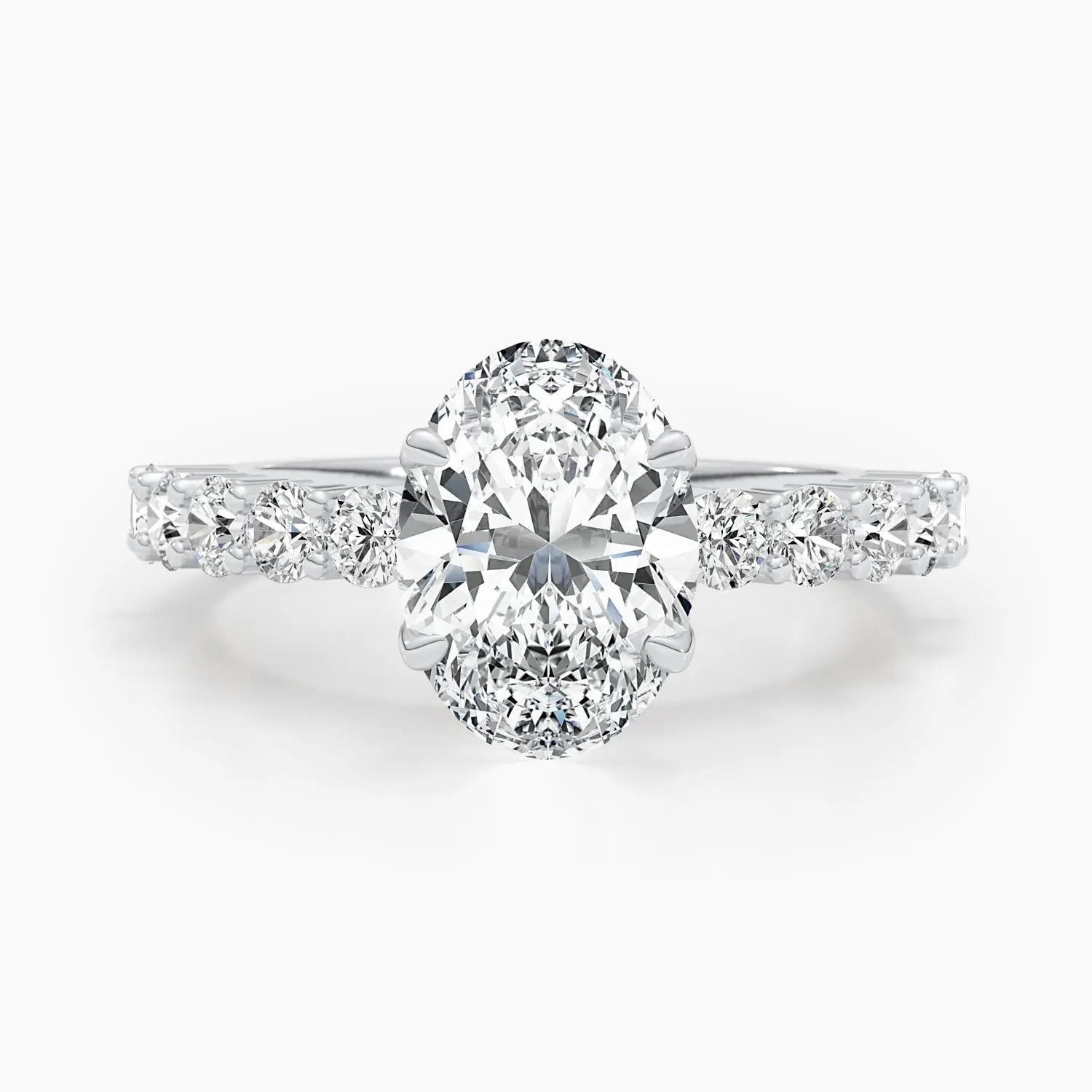 2.50 ct Oval D- VVS Lab Grown Diamond Pave Engagement Ring
