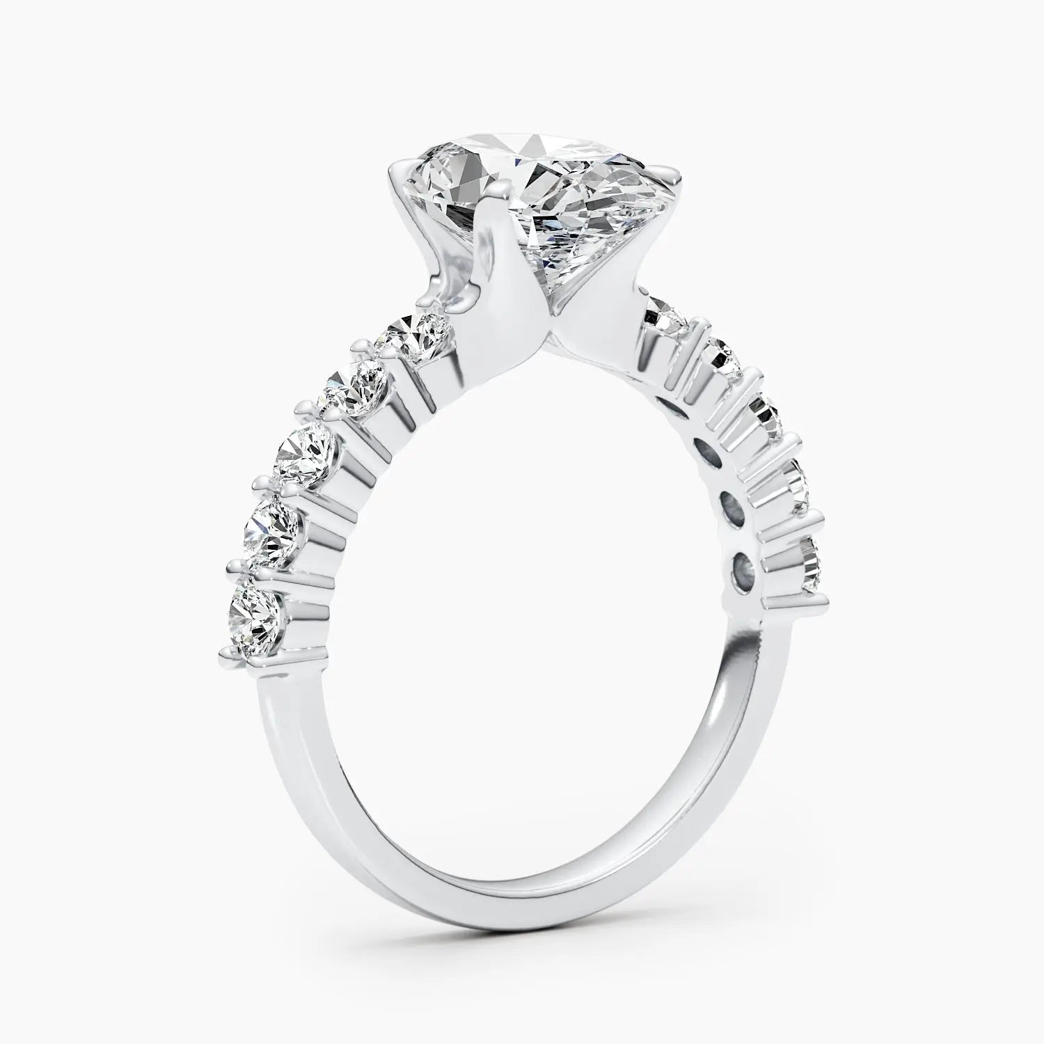 2.50 ct Oval D- VVS Lab Grown Diamond Pave Engagement Ring