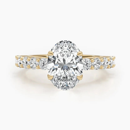 2.50 ct Oval D- VVS Lab Grown Diamond Pave Engagement Ring
