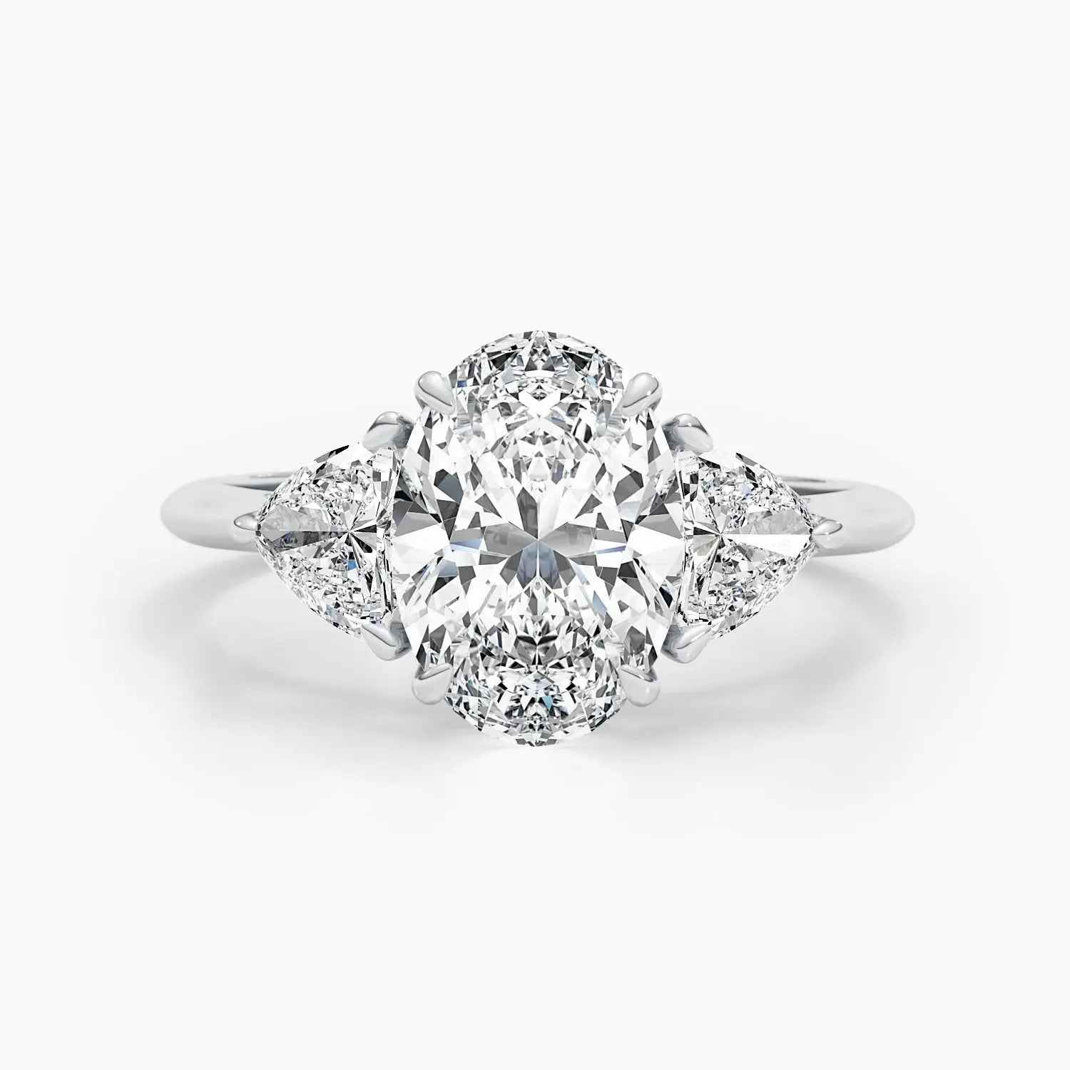 2.50 ct Oval D-VVS Three Stones Lab Grown Diamond Engagement Ring