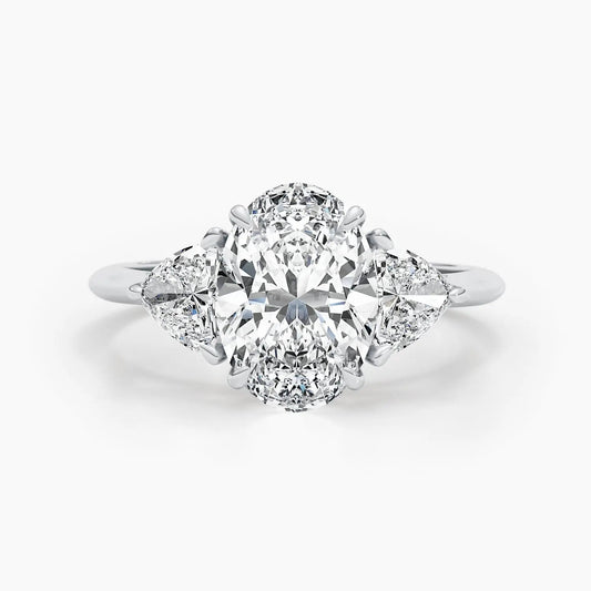 2.50 ct Oval D-VVS Three Stones Lab Grown Diamond Engagement Ring