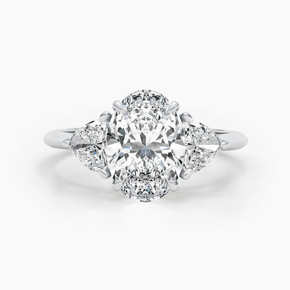 2.50 ct Oval D-VVS Three Stones Lab Grown Diamond Engagement Ring