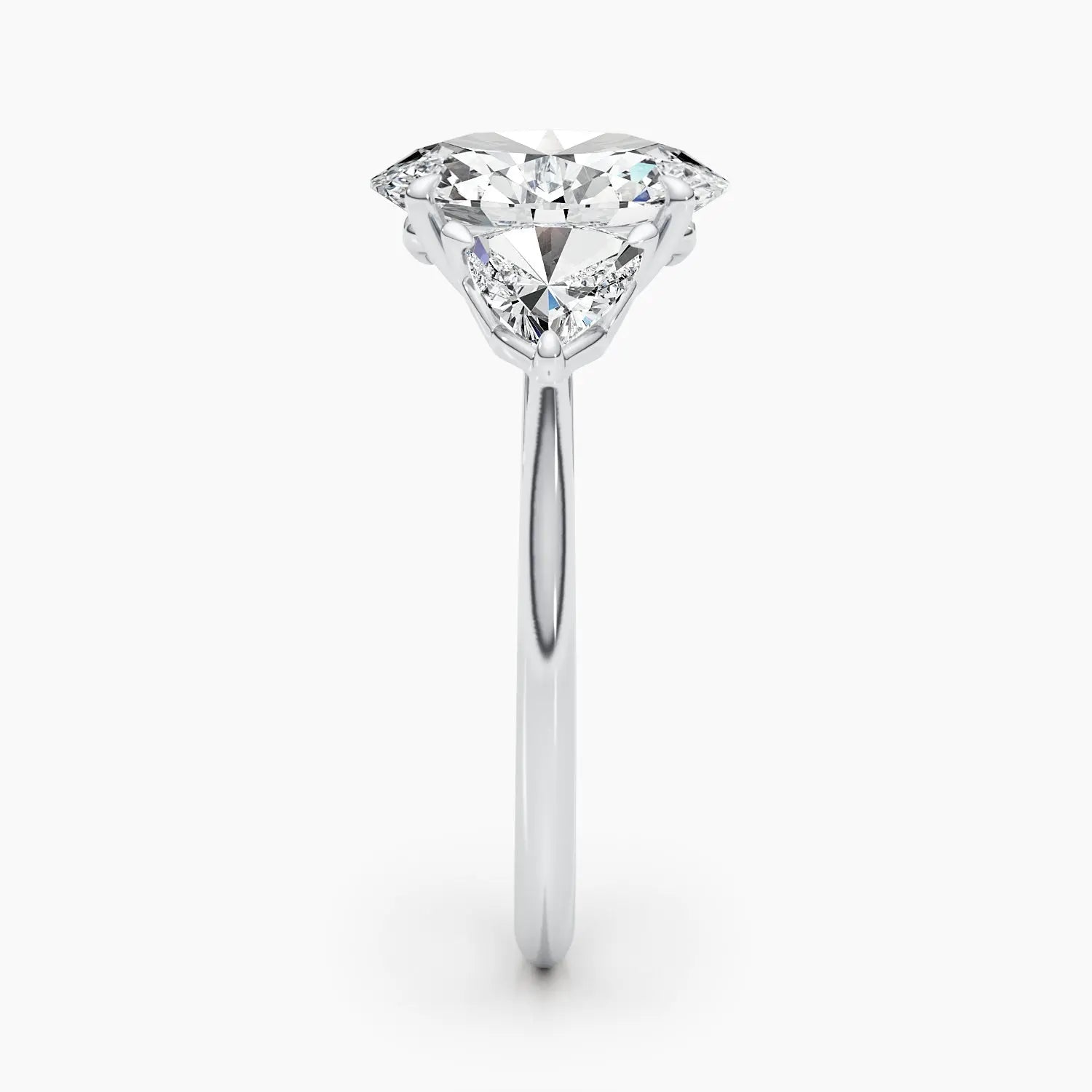 2.50 ct Oval D-VVS Three Stones Lab Grown Diamond Engagement Ring