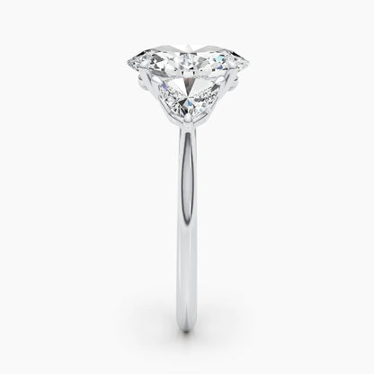2.50 ct Oval D-VVS Three Stones Lab Grown Diamond Engagement Ring