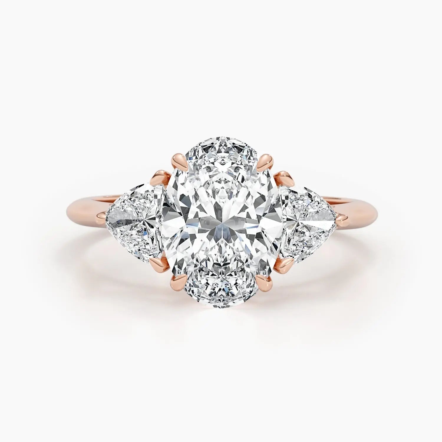2.50 ct Oval D-VVS Three Stones Lab Grown Diamond Engagement Ring