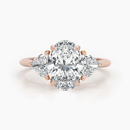 2.50 ct Oval D-VVS Three Stones Lab Grown Diamond Engagement Ring