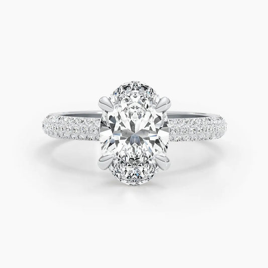 2.50 ct Oval Hidden Halo D- VVS Lab Grown Diamond Engagement Ring