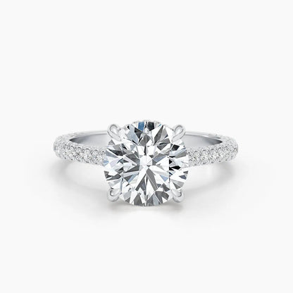 2.50 ct Round D- VVS Hidden Halo Lab Grown Diamond Pave Engagement Ring