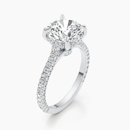 2.50 ct Round D- VVS Hidden Halo Lab Grown Diamond Pave Engagement Ring